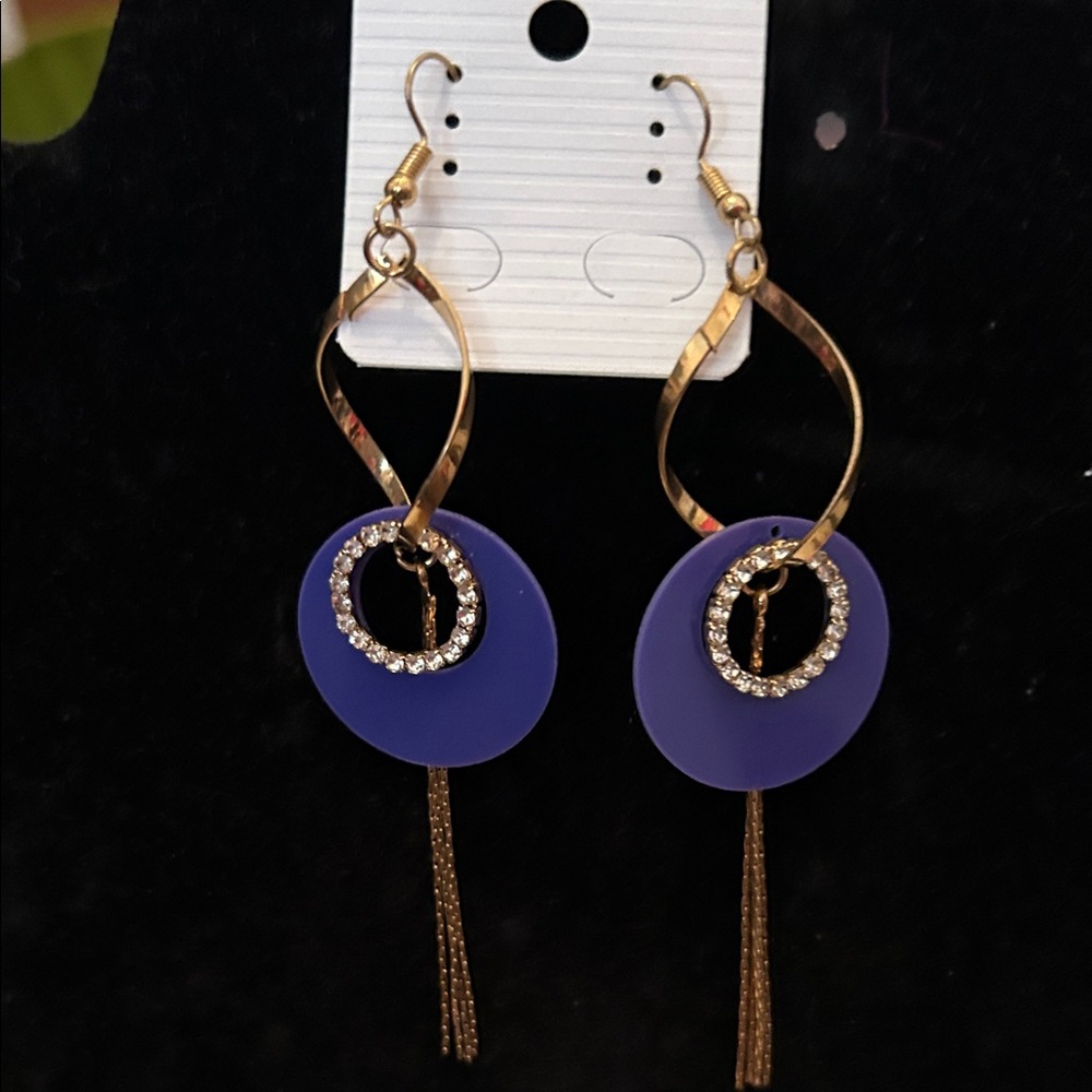 Fashion Jewelry Gold and Purple Dangle Earrings
